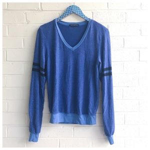Wildfox Essential Stripe Blue V-Neck Pullover